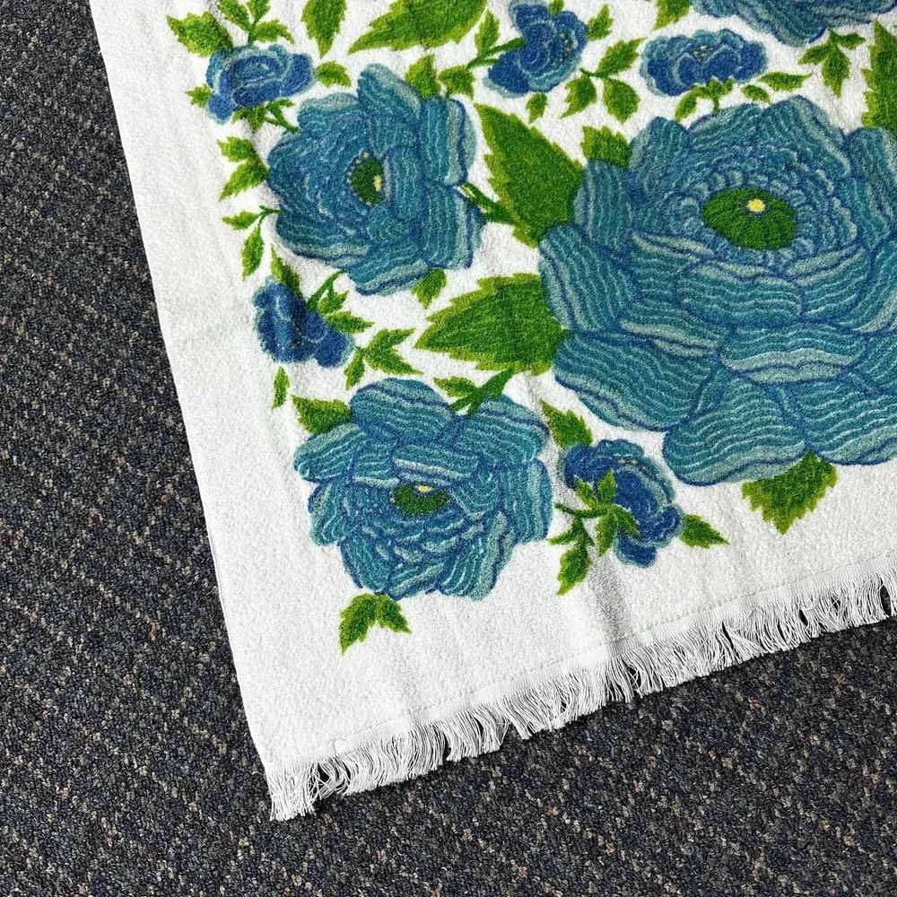 Vintage Fieldcrest Retro blue‎ towel set bath hand washcloth 1970s